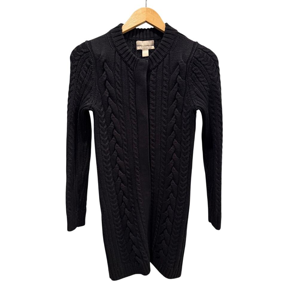 Banana Republic Black Italian Wool Long Knit Snap Button Cardigan Size XS Cozy